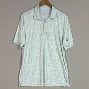 HUK Performance Fishing Polo Shirt Green Print Short Sleeve Men’s XL